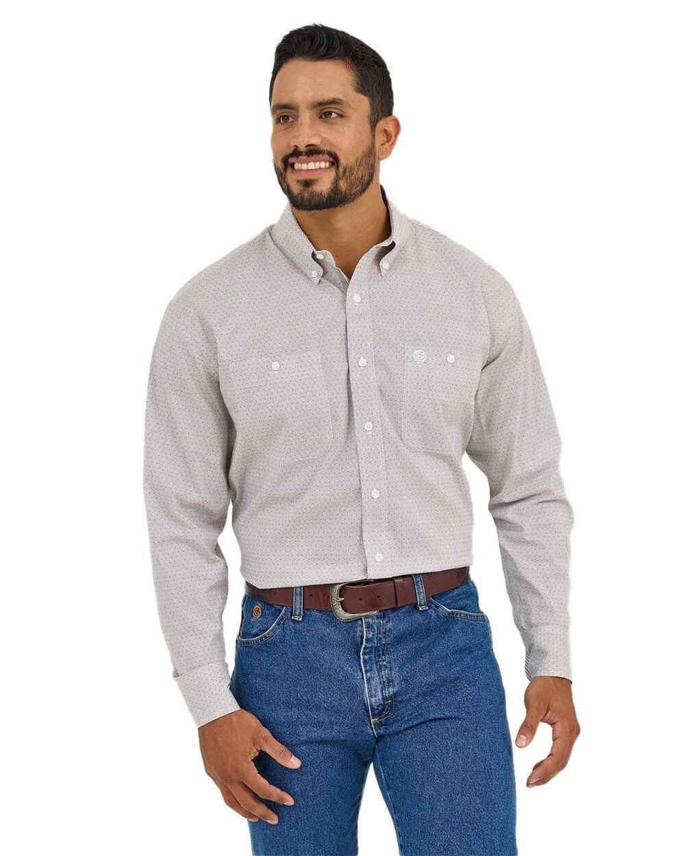 Wrangler NEW Two Pocket Western Shirt Long Sleeve Button Down Mens L Cowboy
